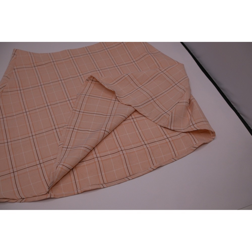 Princess Polly Checkered A‎ Line Mini Skirt Peach Tan Women's Size 10 - Picture 4 of 4